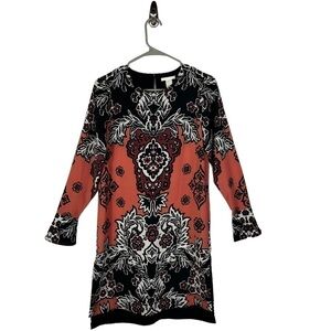 4 for $20 SALE! H&M Aztec Leaf Keyhole Back Tunic Dress, Melon Multi, Size 2